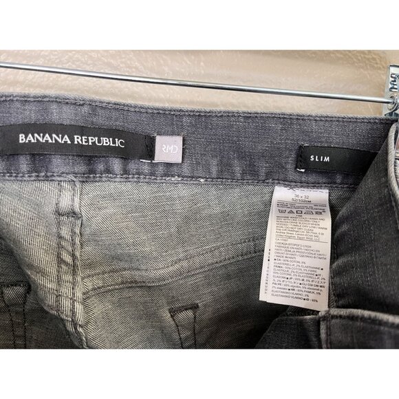 Banana Republic Men’s Slim Fit Gray Denim Jeans 36x32 Comfortable Mid-Rise - Picture 5 of 7